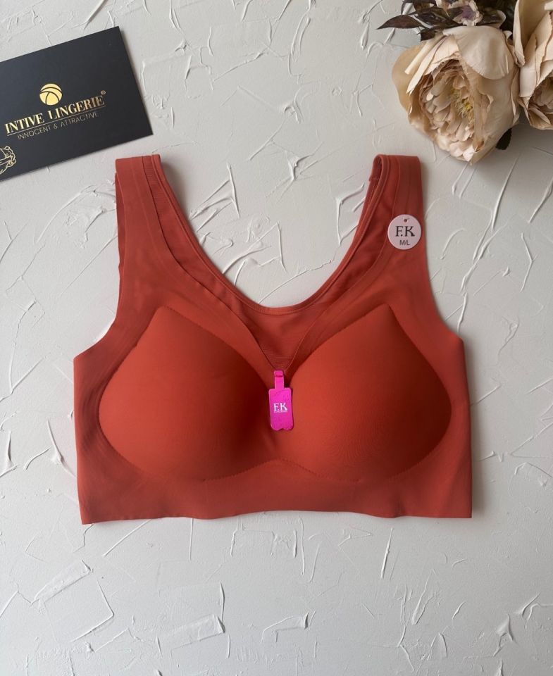 Isabel Tül Detaylı İthal Dikişsiz Balensiz İce-Silk Bralet-Spor Sütyeni -681 Turuncu - M/L