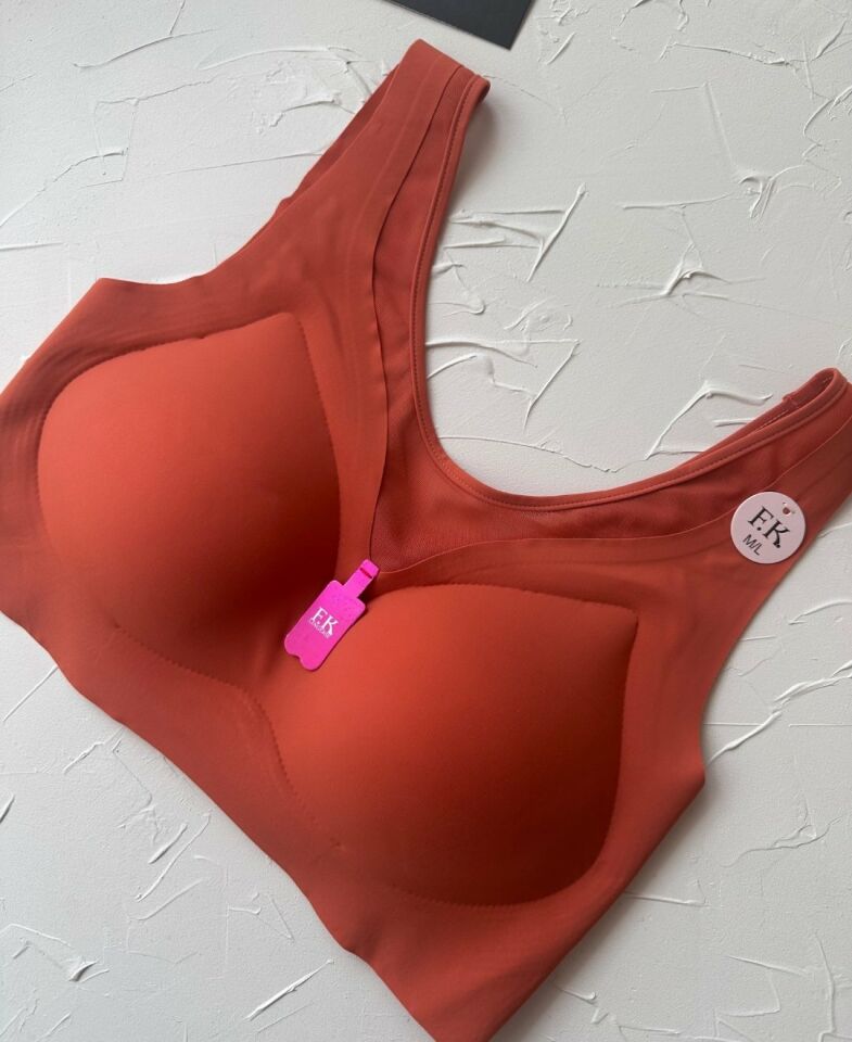 Isabel Tül Detaylı İthal Dikişsiz Balensiz İce-Silk Bralet-Spor Sütyeni -681 Turuncu - M/L