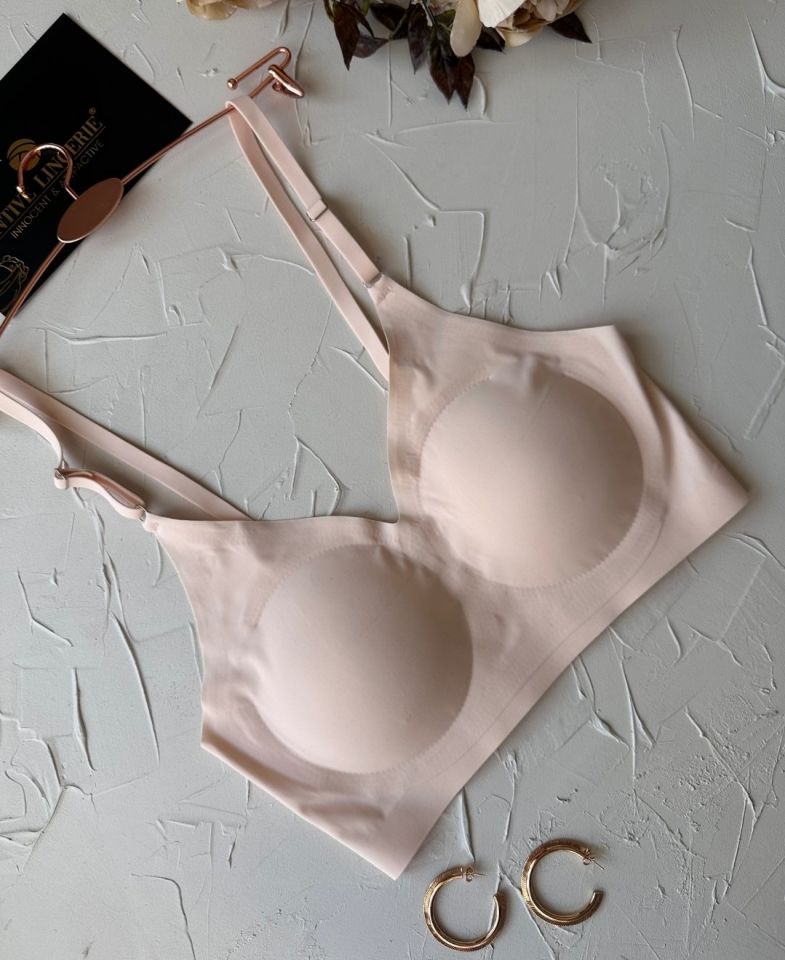 Nessa İnce Askılı Çıkarılabilir Padli Dikişsiz Lazer Kesim İz Yapmaz Kopçasız Bralet-2012 Ten Rengi - L
