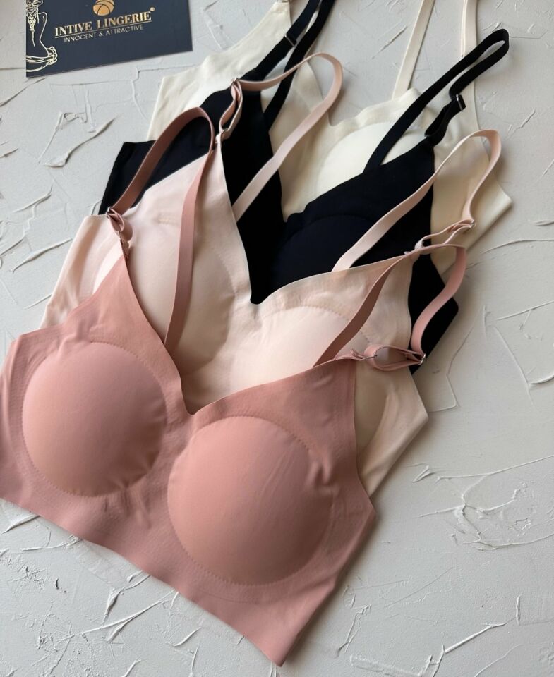 Nessa İnce Askılı Çıkarılabilir Padli Dikişsiz Lazer Kesim İz Yapmaz Kopçasız Bralet-2012 Ten Rengi - L