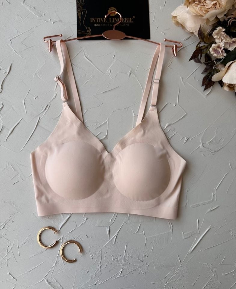 Nessa İnce Askılı Çıkarılabilir Padli Dikişsiz Lazer Kesim İz Yapmaz Kopçasız Bralet-2012 Ten Rengi - XL