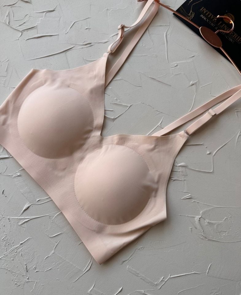 Nessa İnce Askılı Çıkarılabilir Padli Dikişsiz Lazer Kesim İz Yapmaz Kopçasız Bralet-2012 Ten Rengi - XL