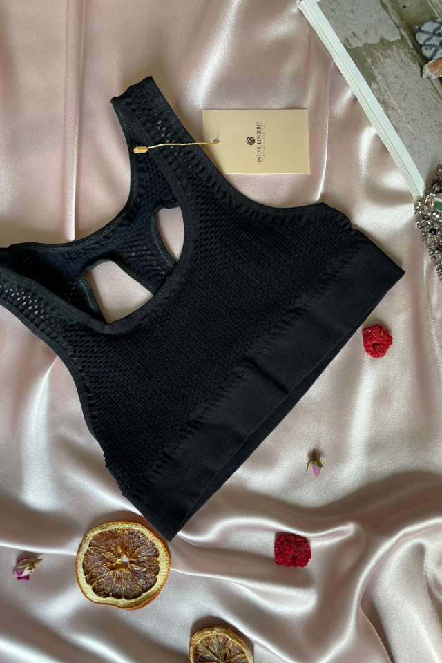 Harlow Kadın Seamless Dikişsiz Siyah Arkası Detaylı Sporcu Sütyeni S/M