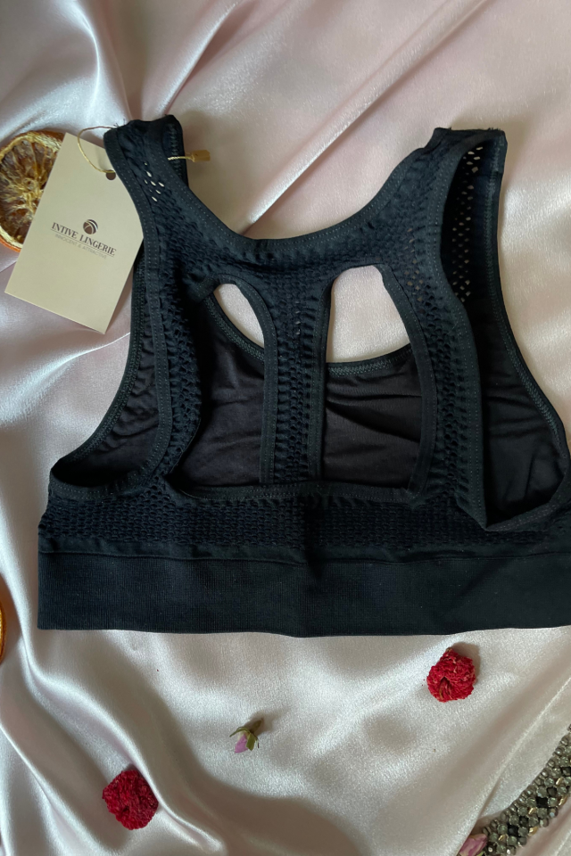 Harlow Kadın Seamless Dikişsiz Siyah Arkası Detaylı Sporcu Sütyeni S/M