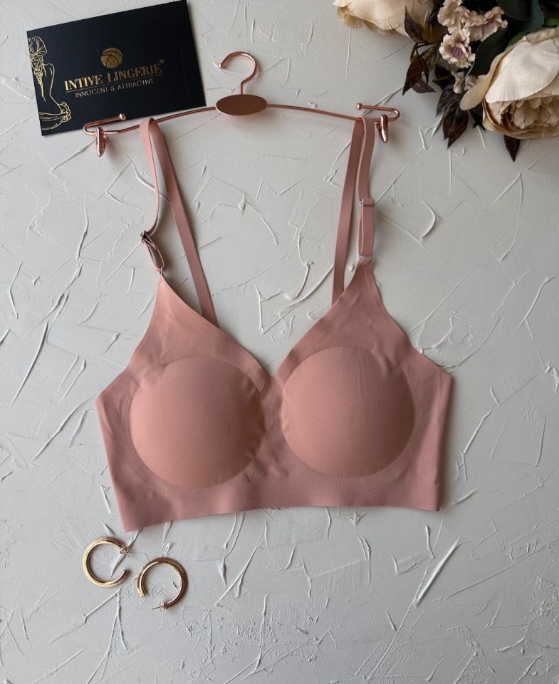 Nessa İnce Askılı Çıkarılabilir Padli Dikişsiz Lazer Kesim İz Yapmaz Kopçasız Bralet-2012 Koyu Bej - M