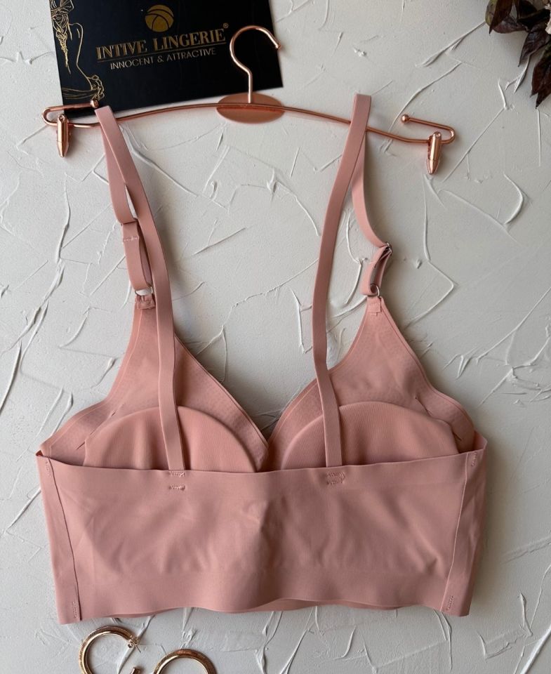 Nessa İnce Askılı Çıkarılabilir Padli Dikişsiz Lazer Kesim İz Yapmaz Kopçasız Bralet-2012 Koyu Bej - M