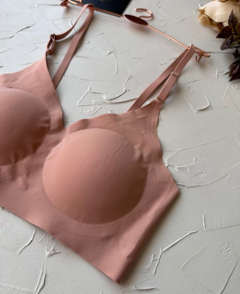 Nessa İnce Askılı Çıkarılabilir Padli Dikişsiz Lazer Kesim İz Yapmaz Kopçasız Bralet-2012 Koyu Bej - XL
