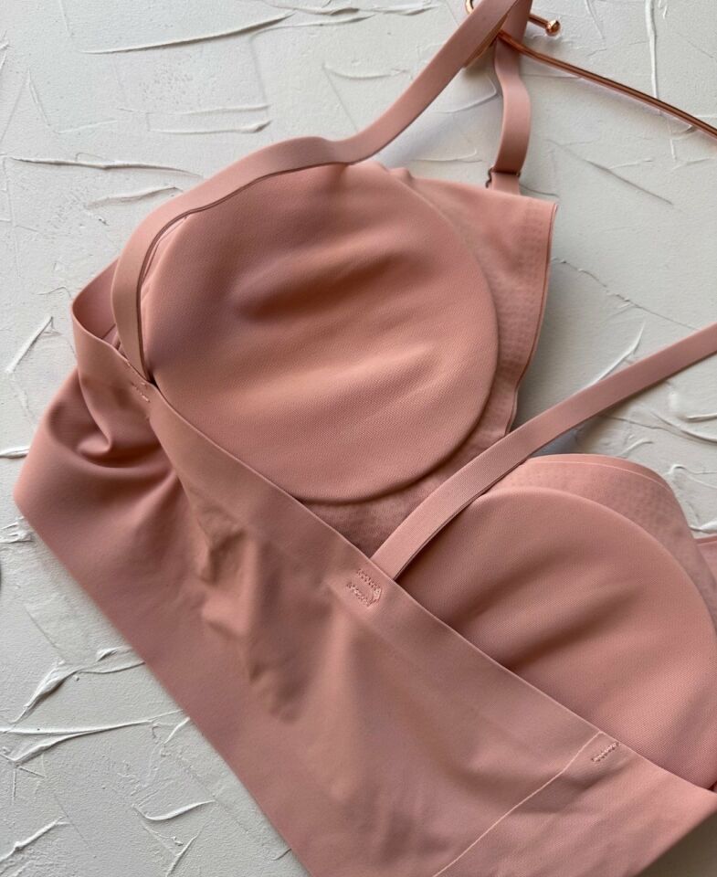 Nessa İnce Askılı Çıkarılabilir Padli Dikişsiz Lazer Kesim İz Yapmaz Kopçasız Bralet-2012 Koyu Bej - XL