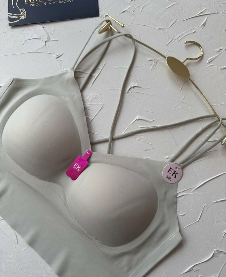 Carma Arkası Çapraz Dekolte İce-Silk Balensiz Dikişsiz Push-up İthal Spandex Sütyen/Büstiyer Su Yeşili - XL/2XL