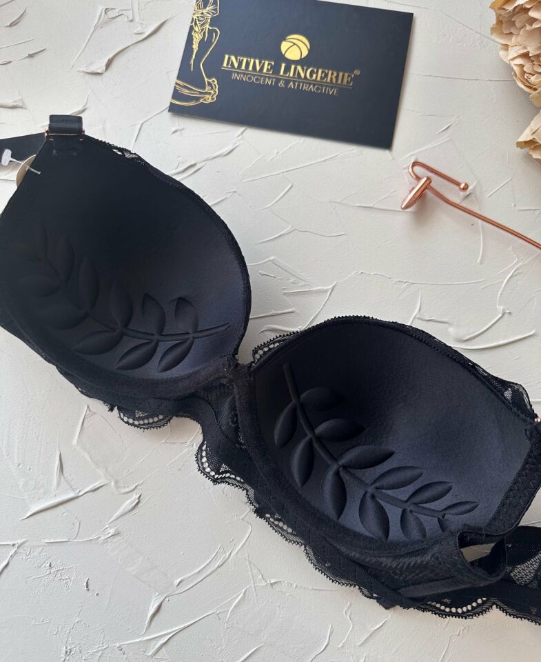Jasmine Askıları Parlak Taşlı Hafif Destekli Dantelli Soft Cup İthal Sütyen (B-C Cup) Siyah - 85