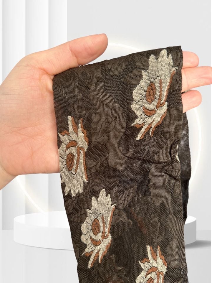Grisi Tania Çiçek Desenli Baskılı Güpür Dantel Görünümlü 20 Den Desenli Külotlu Çorap (Made in Italy) Siyah - L