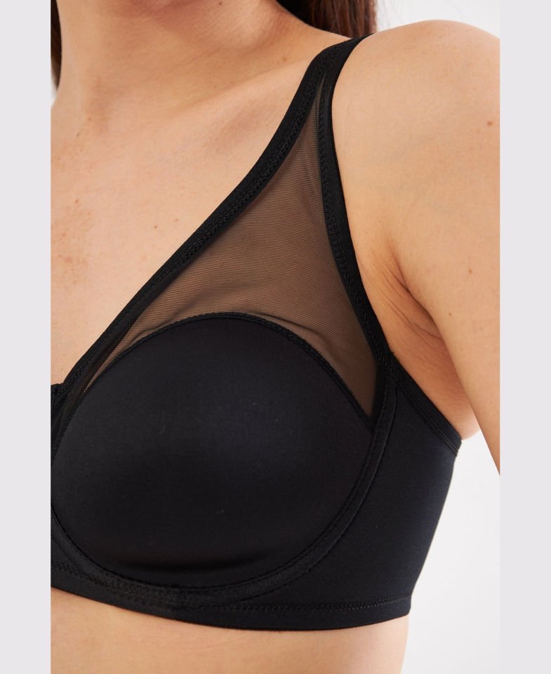 Le Jardin Linda Tül Detaylı Toparlayıcı İnce Soft Cup Sütyen (B-C CUP) -9200 Siyah - 90C