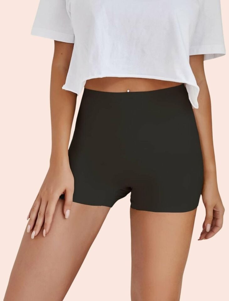 Lina Orta Bel Dikişsiz Ultra Rahat İz Yapmaz Kayan Kumaşlı Kadın Boxer Siyah - XL