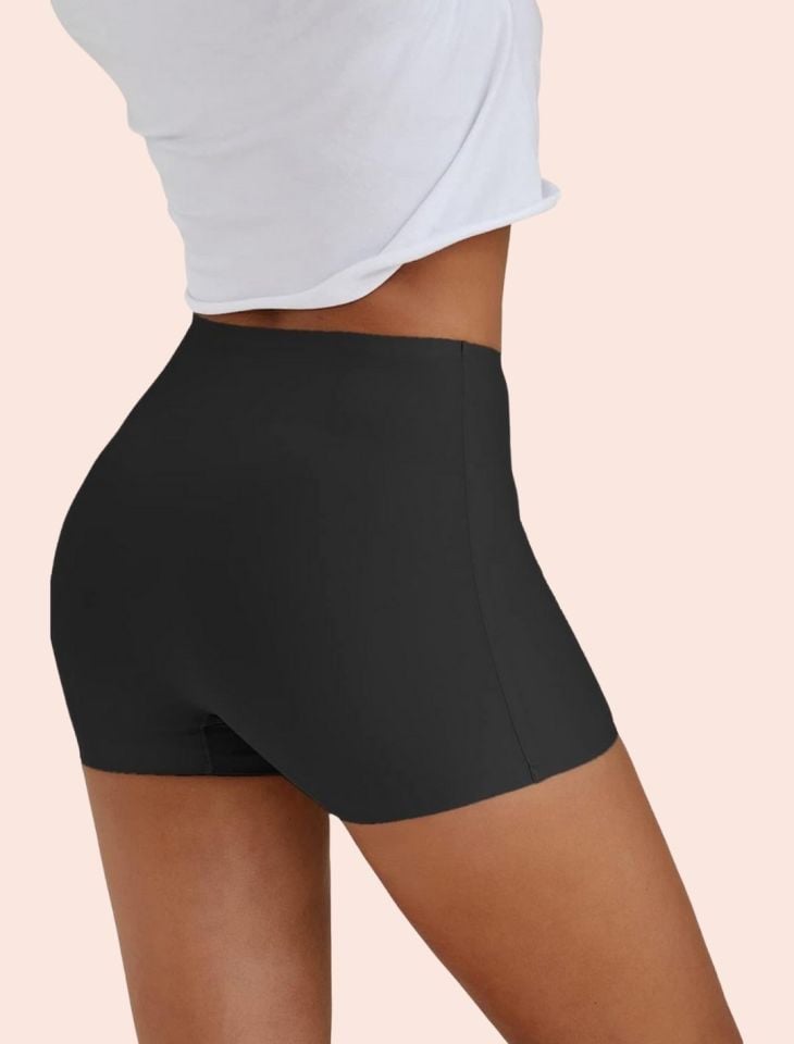 Lina Orta Bel Dikişsiz Ultra Rahat İz Yapmaz Kayan Kumaşlı Kadın Boxer Siyah - XL
