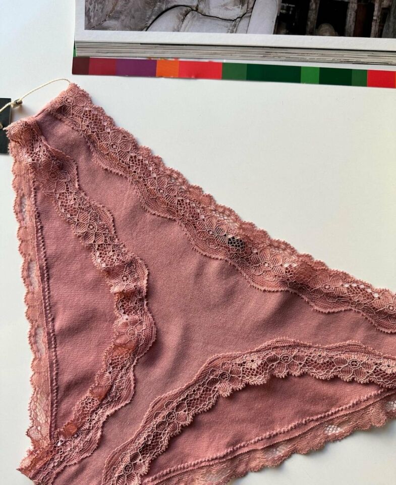 Arlet Kadın Pamuklu Rahat Günlük Kullanım Dantelli Slip/Külot (Lila-Gül Kurusu- Krem) Gül Kurusu - XS