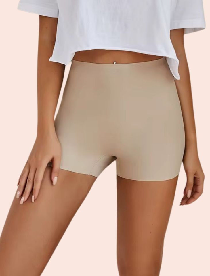 Lina Orta Bel Dikişsiz Ultra Rahat İz Yapmaz Kayan Kumaşlı Kadın Boxer Ten Rengi - XL