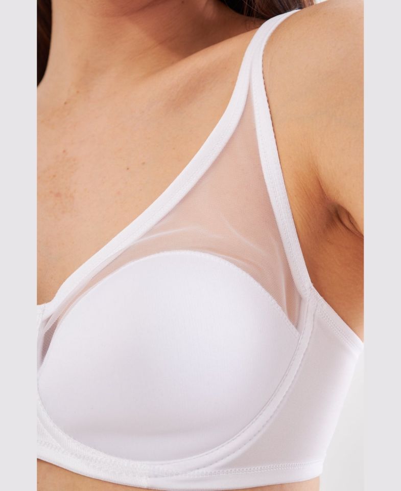 Le Jardin Linda Tül Detaylı Toparlayıcı İnce Soft Cup Sütyen (B-C CUP) -9200 Beyaz - 85C