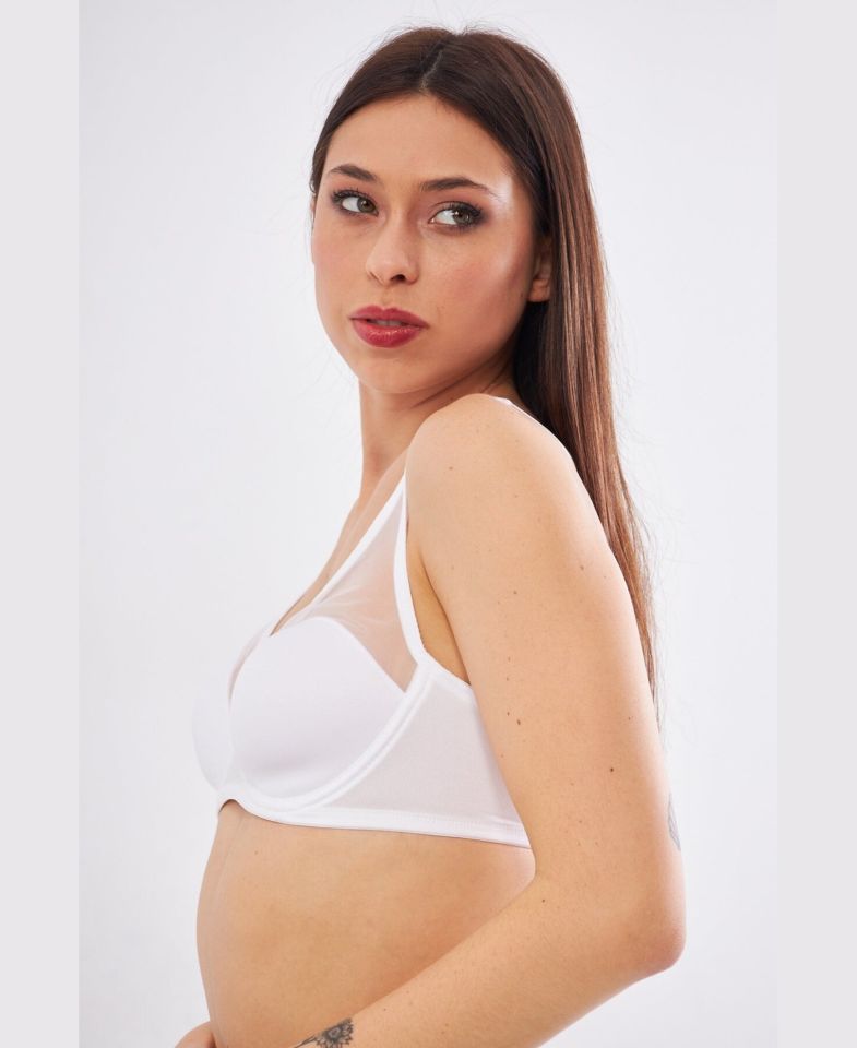 Le Jardin Linda Tül Detaylı Toparlayıcı İnce Soft Cup Sütyen (B-C CUP) -9200 Beyaz - 85C