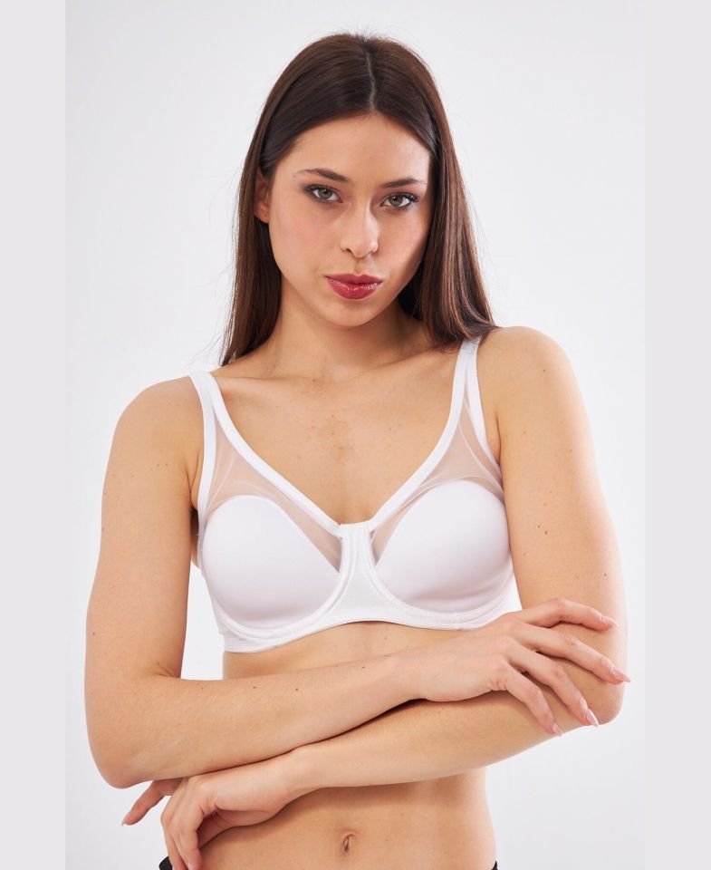 Le Jardin Linda Tül Detaylı Toparlayıcı İnce Soft Cup Sütyen (B-C CUP) -9200 Beyaz - 85C