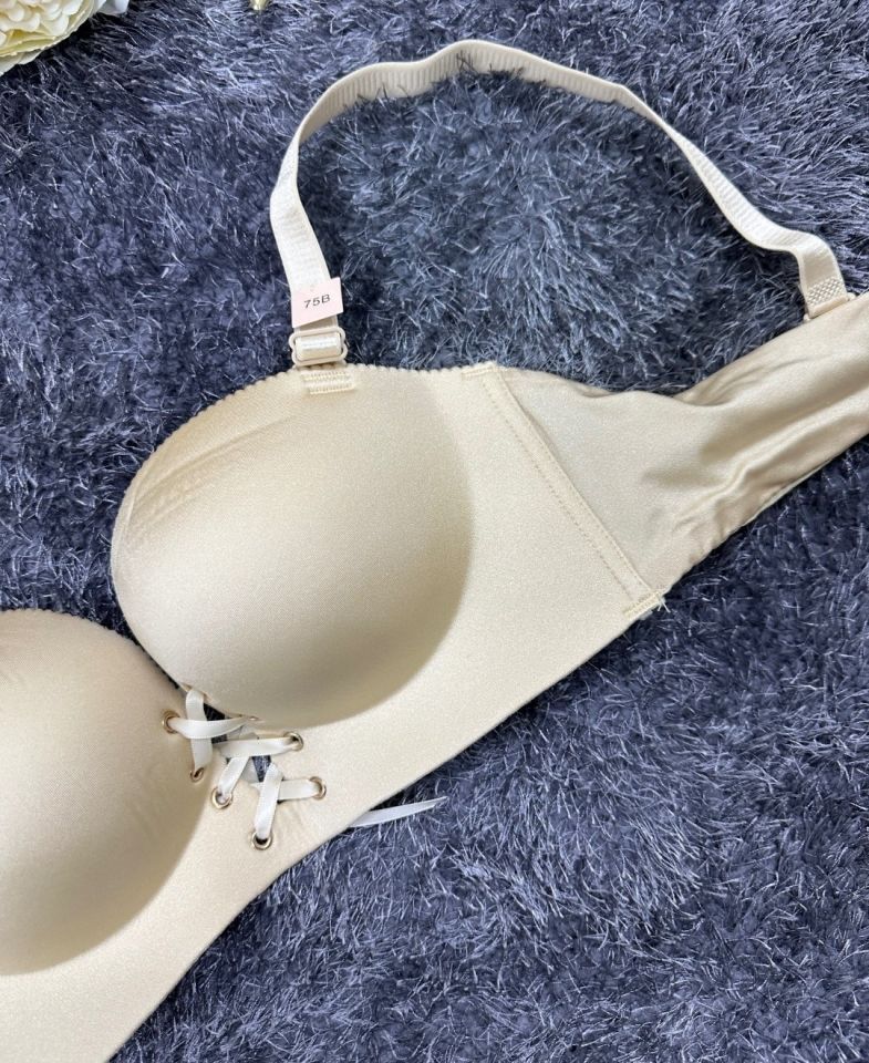 Natasha İthal Balensiz Push-up Lazer Kesim Önden Bağlamalı Rahat Sütyen -8388 Bej - 75B