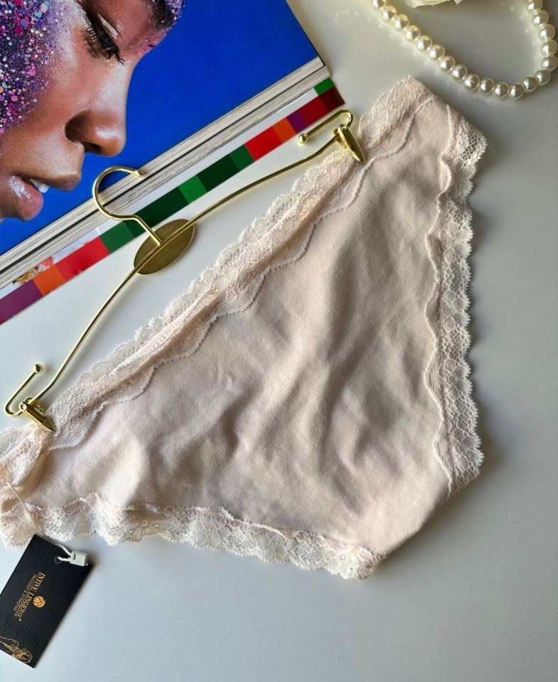 Arlet Kadın Pamuklu Rahat Günlük Kullanım Dantelli Slip/Külot (Lila-Gül Kurusu- Krem) Krem - M