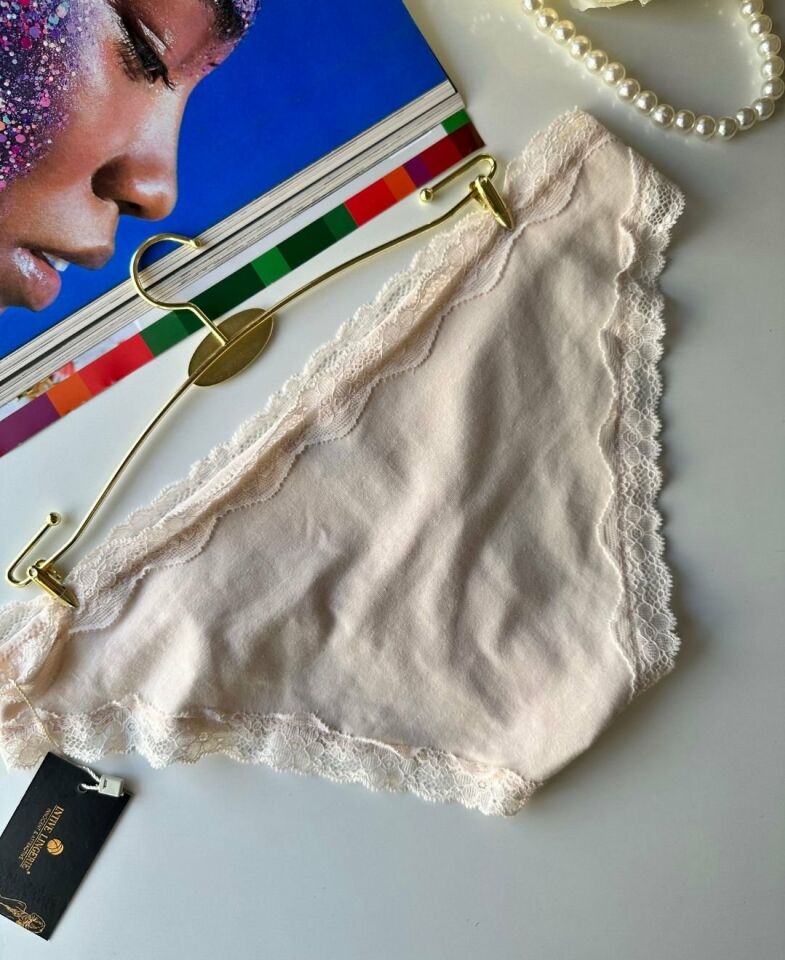 Arlet Kadın Pamuklu Rahat Günlük Kullanım Dantelli Slip/Külot (Lila-Gül Kurusu- Krem) Krem - XS