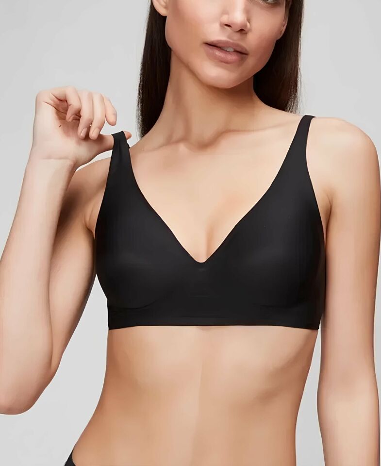 Carma İthal Balensiz Dikişsiz İce-Silk Yarı Push-up İnce Askılı Sütyen Siyah - L