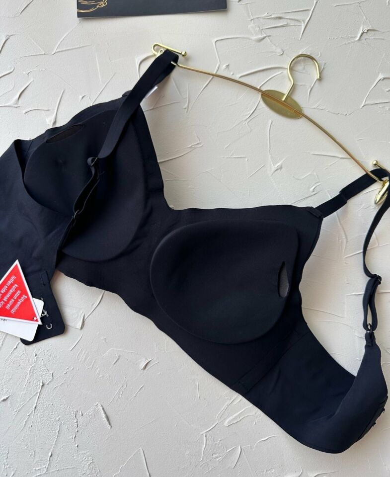 Carma İthal Balensiz Dikişsiz İce-Silk Yarı Push-up İnce Askılı Sütyen Siyah - XL