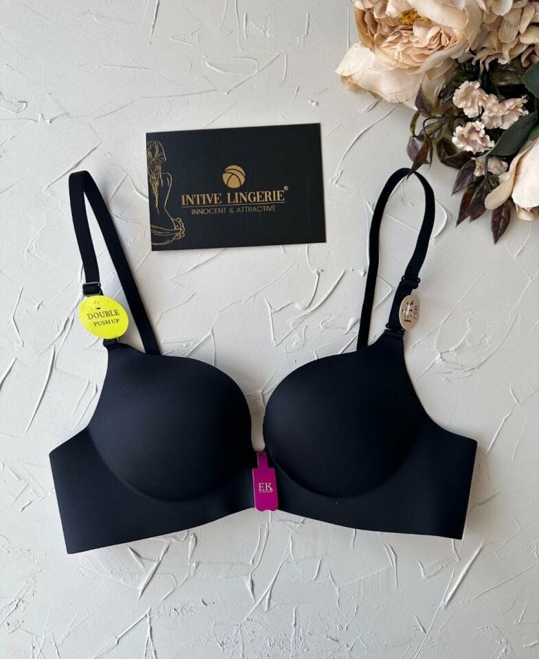 Intive Double Push-up Çift Destekli Balensiz Lazer Kesim İz Yapmaz Sütyen Siyah - 75B