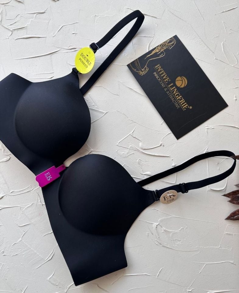 Intive Double Push-up Çift Destekli Balensiz Lazer Kesim İz Yapmaz Sütyen Siyah - 75B