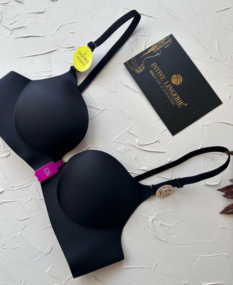 Intive Double Push-up Çift Destekli Balensiz Lazer Kesim İz Yapmaz Sütyen Siyah - 80B