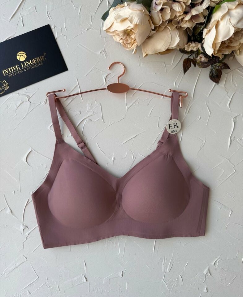 Carma İthal Balensiz Dikişsiz İce-Silk Yarı Push-up İnce Askılı Sütyen Vizon - M