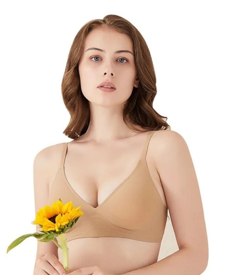Carma İthal Balensiz Dikişsiz İce-Silk Yarı Push-up İnce Askılı Sütyen Bej - 2XL