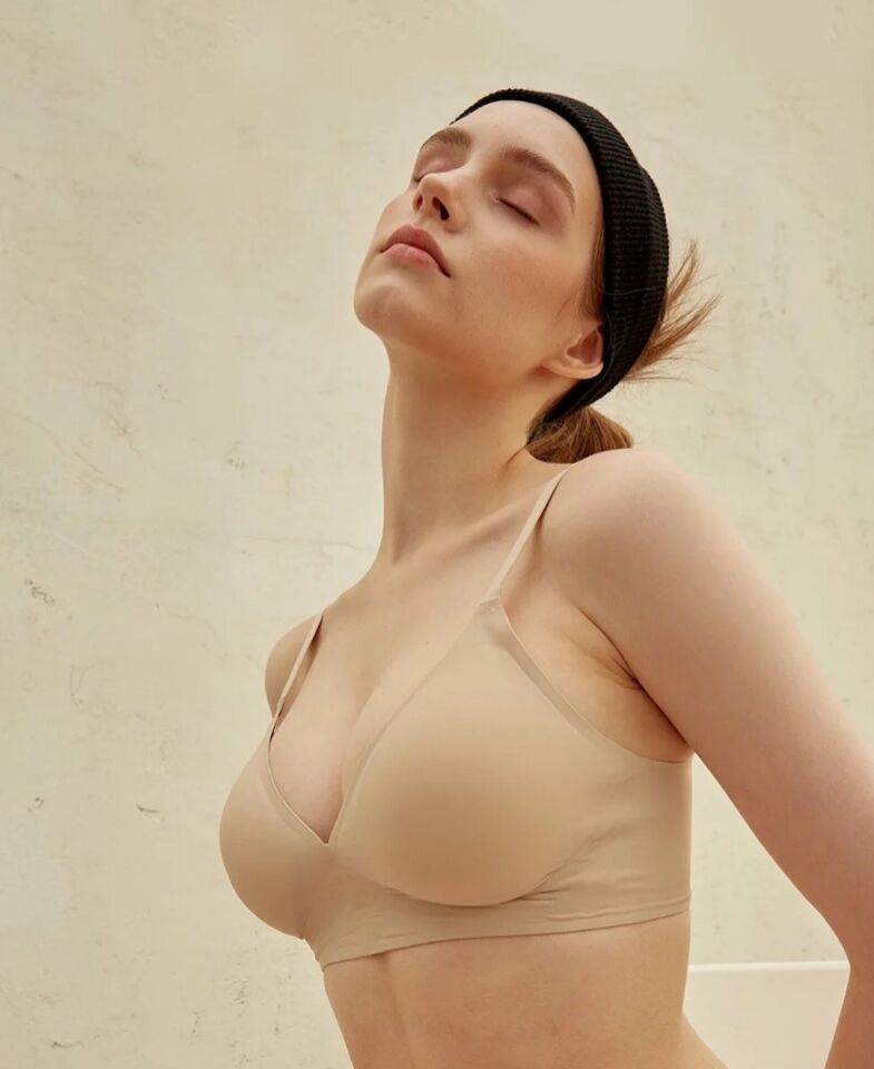 Carma İthal Balensiz Dikişsiz İce-Silk Yarı Push-up İnce Askılı Sütyen Bej - 2XL