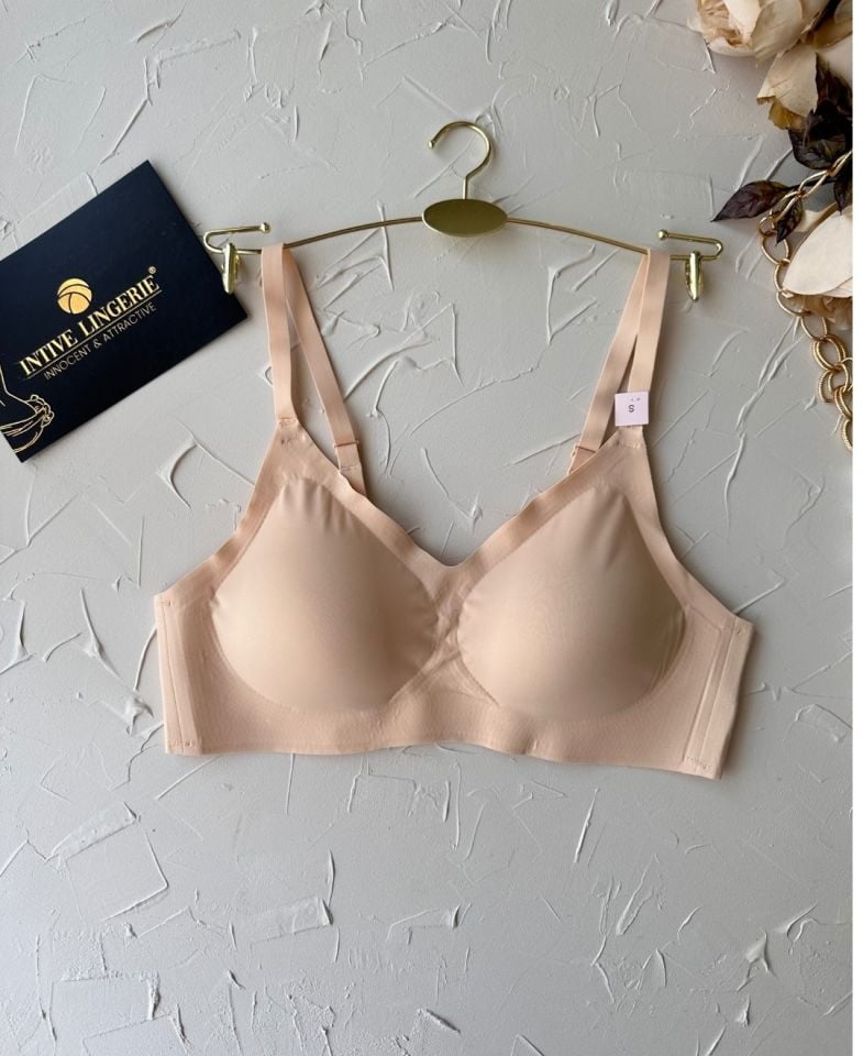 Carma İthal Balensiz Dikişsiz İce-Silk Yarı Push-up İnce Askılı Sütyen Bej - 2XL