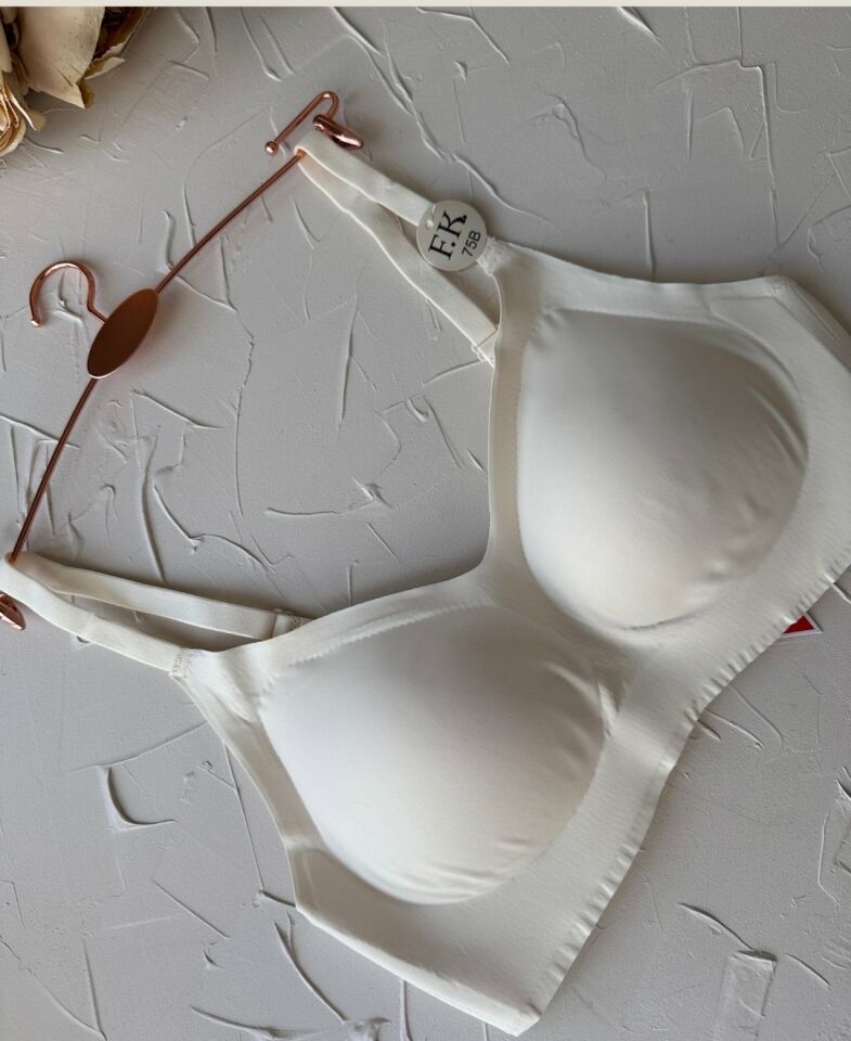 Carma İthal Balensiz Dikişsiz İce-Silk Yarı Push-up İnce Askılı Sütyen Ekru - 2XL