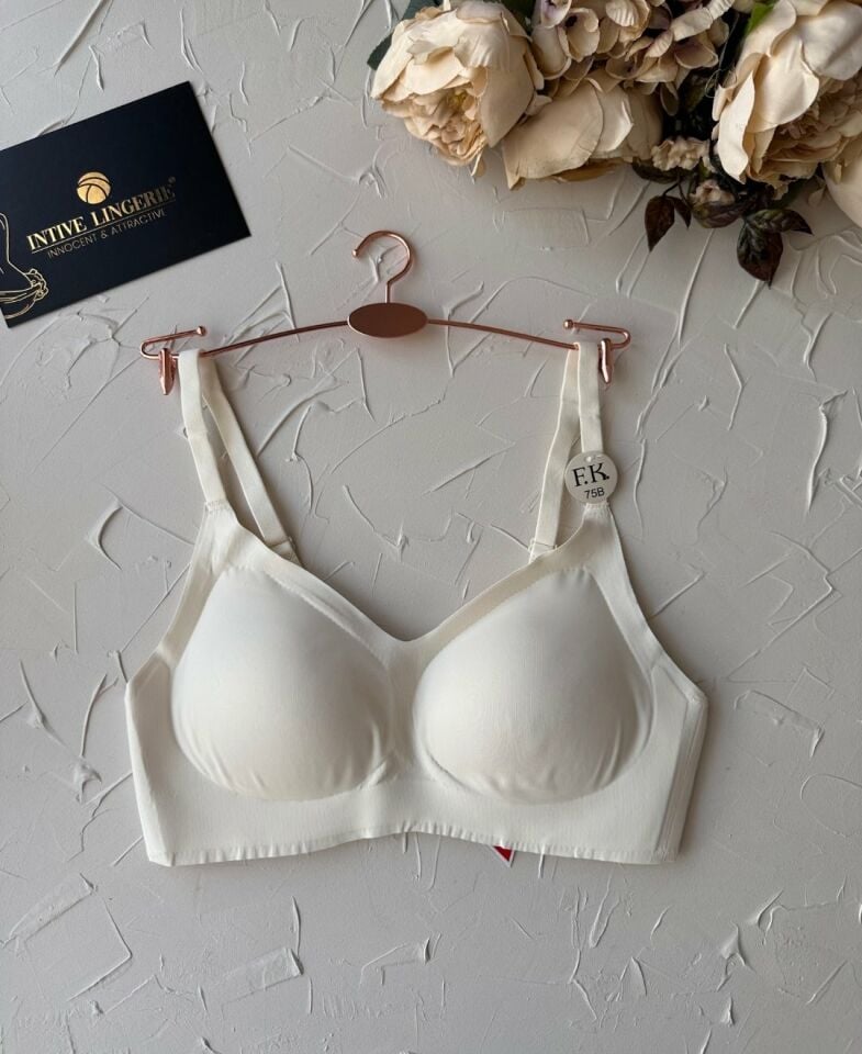 Carma İthal Balensiz Dikişsiz İce-Silk Yarı Push-up İnce Askılı Sütyen Ekru - XL