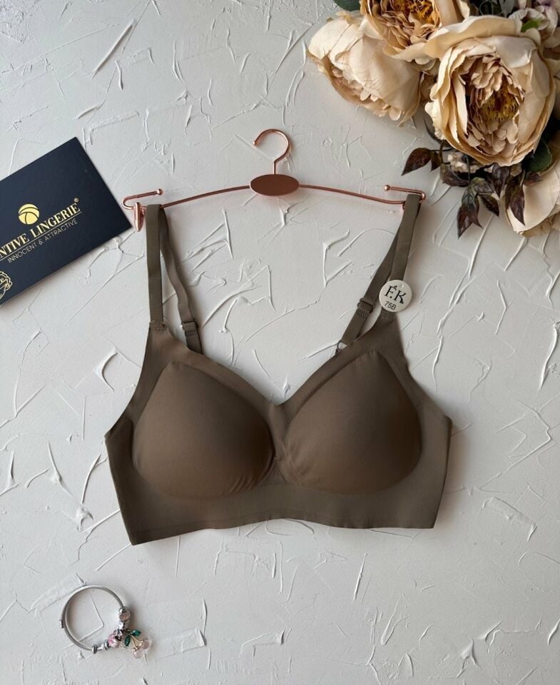 Carma İthal Balensiz Dikişsiz İce-Silk Yarı Push-up İnce Askılı Sütyen Haki Yeşil - 2XL