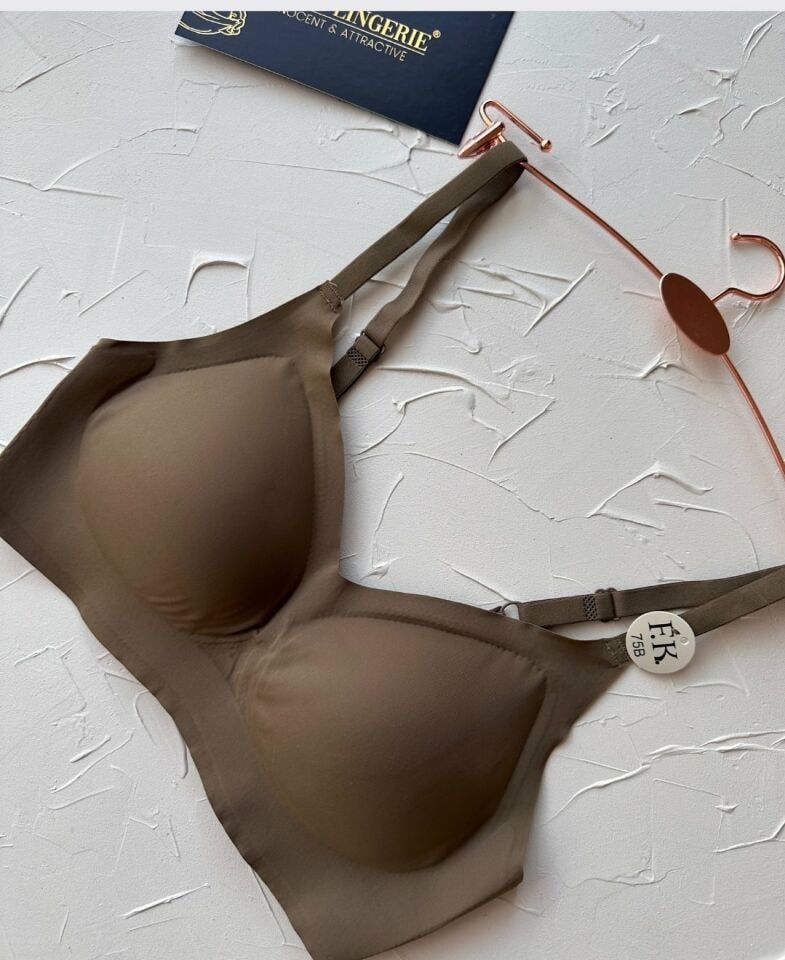 Carma İthal Balensiz Dikişsiz İce-Silk Yarı Push-up İnce Askılı Sütyen Haki Yeşil - 2XL