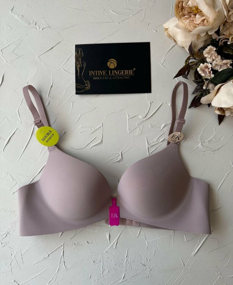 Intive Double Push-up Çift Destekli Balenli Lazer Kesim İz Yapmaz İthal Kaliteli Sütyen Gül Kurusu - 80B