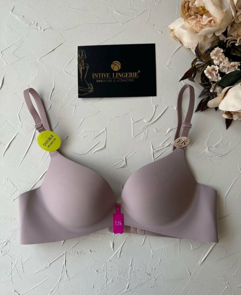 Intive Double Push-up Çift Destekli Balenli Lazer Kesim İz Yapmaz İthal Kaliteli Sütyen Gül Kurusu - 85B