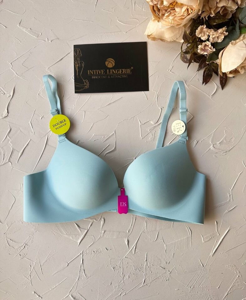 Intive Double Push-up Çift Destekli Balenli Lazer Kesim İz Yapmaz İthal Kaliteli Sütyen Mavi - 75B
