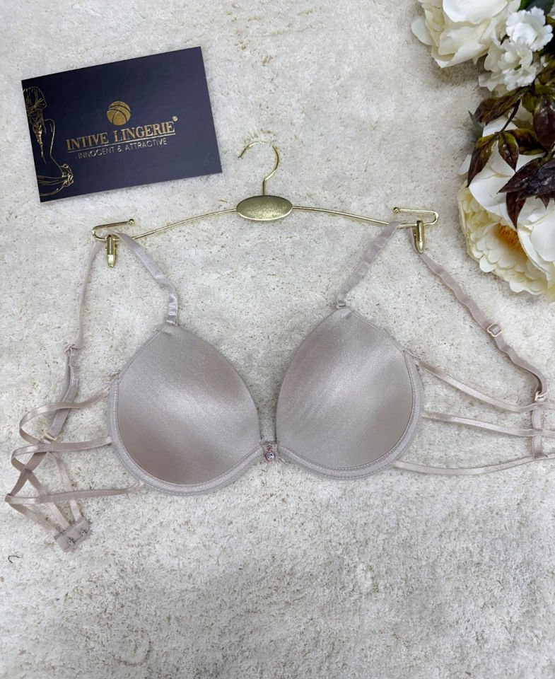 Le Jardin Valeria Biyeli Taşlı Mikro Push-up Arkası İp Detaylı Sütyen - 7007 Beyaz - 90B