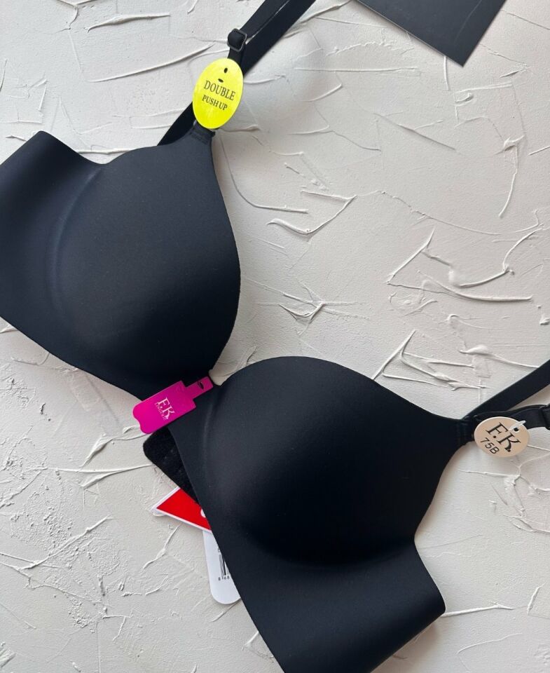 Intive Double Push-up Çift Destekli Balenli Lazer Kesim İz Yapmaz İthal Kaliteli Sütyen Siyah - 75B