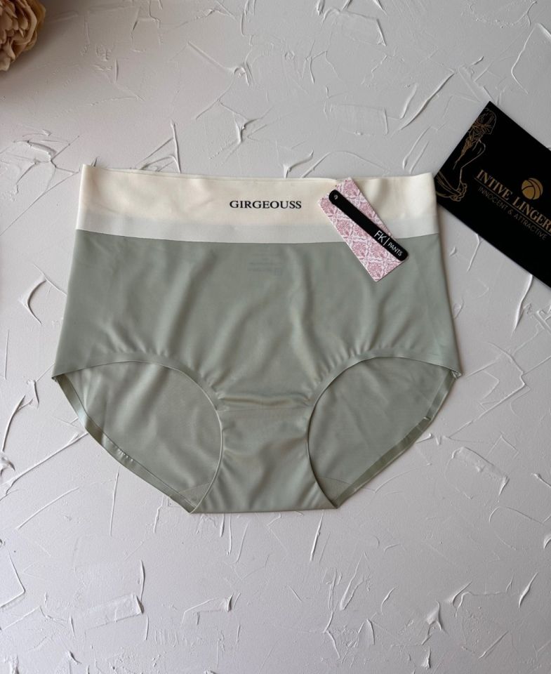 Alina Dikişsiz İz Yapmaz Yüksek Bel Üstün Kalite Beli Yazılı Hafif Slip Fıstık Yeşili - XL