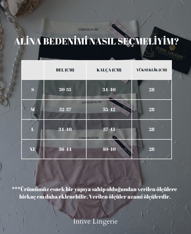 Alina Dikişsiz İz Yapmaz Yüksek Bel Üstün Kalite Beli Yazılı Hafif Slip Fıstık Yeşili - XL