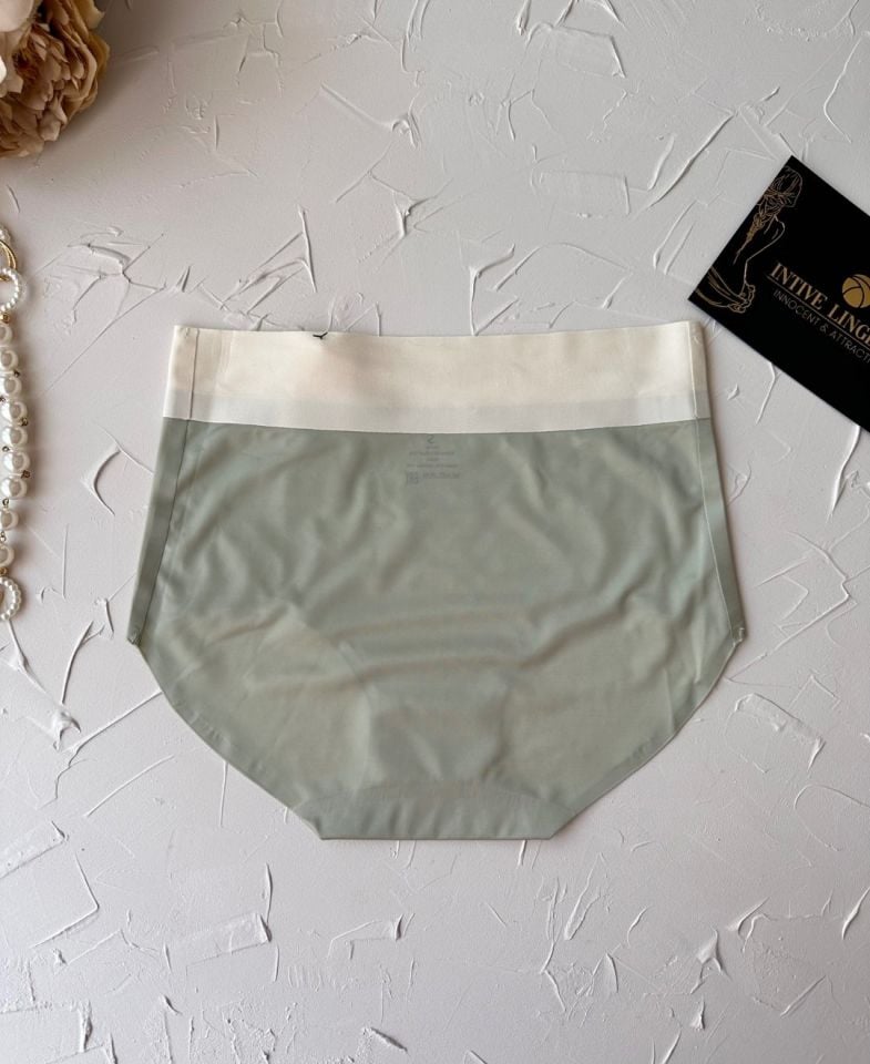 Alina Dikişsiz İz Yapmaz Yüksek Bel Üstün Kalite Beli Yazılı Hafif Slip Fıstık Yeşili - XL