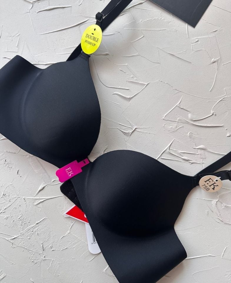 Intive Double Push-up Çift Destekli Balenli Lazer Kesim İz Yapmaz İthal Kaliteli Sütyen Siyah - 85B