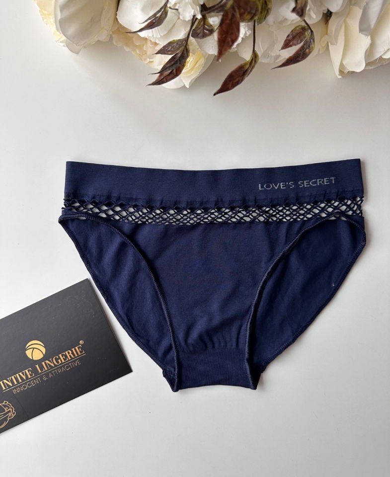 Kadın Dikişsiz Antibakteriyel Sportwear Fileli Slip/Bikini (Siyah, Bordo, Kahverengi, Lacivert) Lacivert - S/M