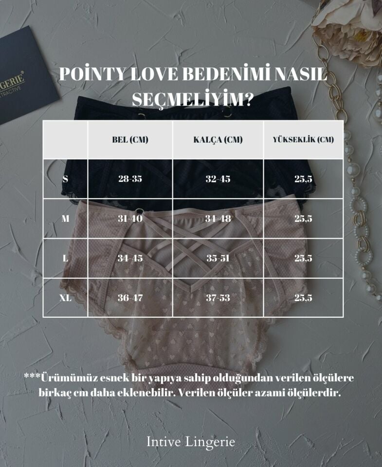 Pointy Love Kalpli Transparan Kumaş Arkası Dekolte Şeritli Yüksek Bel Slip Pudra  - XL